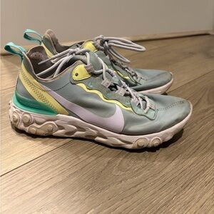 Nike Teal and Yellow React Sneakers